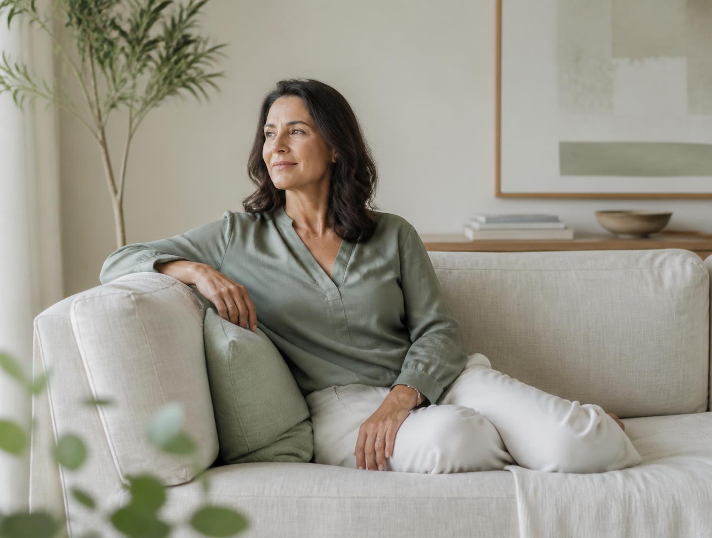 Woman resting calmly at home