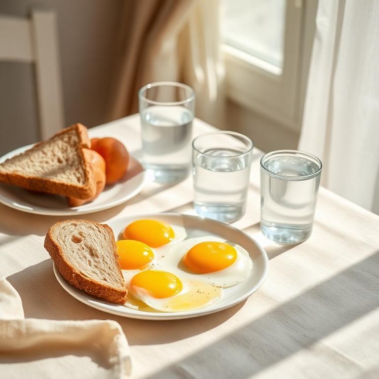 Balanced protein-rich breakfast in daylight